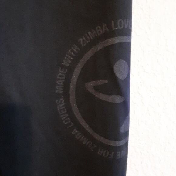 Zumba Wear Rainbow Sparkle Glitter Belted Workout Spellout Black Leggings M - Picture 4 of 13